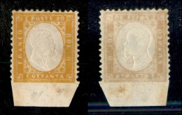 Regno - Vittorio Emanuele II - 1862 - 80 Cent (4k) Non Dentellato In Basso Con Bordo Foglio Di 7 Millimetri - Nuovo Con  - Altri & Non Classificati