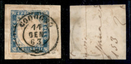 Regno - Vittorio Emanuele II - 15 Cent (11d - Celeste Latteo) Usato A Codogno Su Frammento (1.675) - Sonstige & Ohne Zuordnung