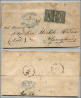 Regno - Vittorio Emanuele II - De La Rue - Coppia Del 1 Cent (L14) Su Lettera Da Bologna 13.2.1865 Per Spaccaforno – Ing - Autres & Non Classés