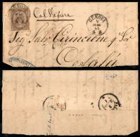 Regno - Vittorio Emanuele II - 30 Cent De La Rue (L19) Isolato Su Testatina Di Lettera Da Genova A Cefalù Del 4.5.64 - Andere & Zonder Classificatie