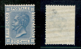 Regno - Vittorio Emanuele II - 1867 - 20 Cent Torino (26) - Gomma Integra - Ritagliato Con Le Forbici Lungo La Verticale - Altri & Non Classificati