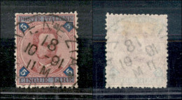 Regno - Umberto I - 1891 - 5 Lire (64) Usato A Venezia Il 18.10.91 - Ottima Centratura - Andere & Zonder Classificatie