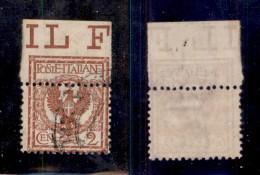 Regno - Vittorio Emanuele III - 1901 - 2 Cent Floreale (69ha) Usato - Bordo Foglio Con Dentellatura Superiore Spostata A - Andere & Zonder Classificatie