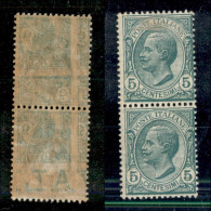 Regno - Vittorio Emanuele III - 1906 - 5 Cent Leoni (81s Varietà) - Coppia Verticale Con Doppio Decalco (uno Molto Spost - Sonstige & Ohne Zuordnung