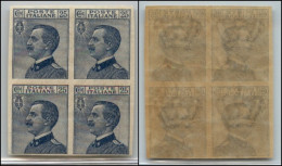 Regno - Vittorio Emanuele III - 1908 - 25 Cent Michetti (83e) - Quartina Non Dentellata - Gomma Integra (540+) - Altri & Non Classificati