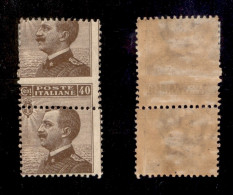 Regno - Vittorio Emanuele III - 1908 - 40 Cent Michetti (84me + Md) - Coppia Verticale (vedi Nota Catalogo) Con Gomma Or - Altri & Non Classificati