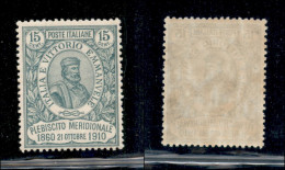 Regno - Vittorio Emanuele III - 1910 - 15 + 5 Cent Garibaldi (90) - Gomma Originale Con Invisibile Traccia Di Linguella  - Sonstige & Ohne Zuordnung