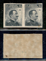 Regno - Vittorio Emanuele III - 1911 - 15 Cent Michetti (96e) - Coppia Orizzontale Non Dentellata - Gomma Originale E In - Otros & Sin Clasificación