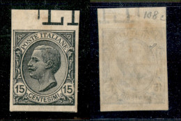 Regno - Vittorio Emanuele III - 1919 - 15 Cent Leoni (108d) Non Dentellato - Gomma Originale (180) - Autres & Non Classés