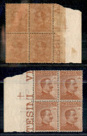 Regno - Vittorio Emanuele III - 1917/1920 - Quartina Del 20 Cent Michetti (109m) - Decalco Della Stampa - Bordo Di Fogli - Altri & Non Classificati