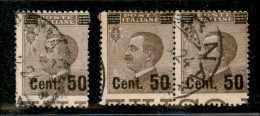 Regno - Vittorio Emanuele III - 1923 - 50 Cent Su 40 Michetti (139 Varietà) - Singolo E Coppia Usate - Dentellatura Infe - Altri & Non Classificati