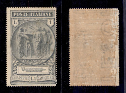 Regno - Vittorio Emanuele III - 1923 - Camicie Nere - 1 Lira (149) - Filigrana Lettere (TESOR - 12/10) Laterale - Gomma  - Sonstige & Ohne Zuordnung