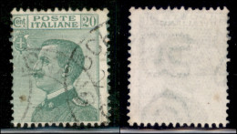 Regno - Vittorio Emanuele III - 1925 - 20 Cent Michetti (184 Varietà) - Filigrana Lettere - Usato - Non Catalogato - Other & Unclassified