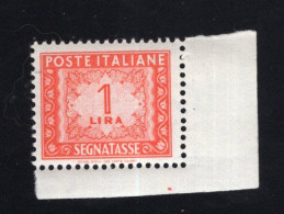 Italia (1947) - Segnatasse 1 Lira, Fil. Ruota 1° Tipo, Posizione SA ** - Impuestos