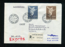 VATICANO 1963 POSTA AEREA ARCANGELO GABRIELE BUSTA VIAGGIATA RACCOMANDATA DA VATICANO A GERMANIA MONACO - Storia Postale