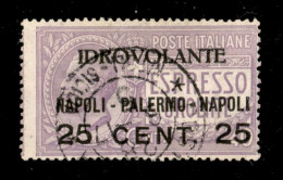 Regno - Servizi - 1917 - 25 Cent Napoli Palermo (2ac Varietà) Usato - Dentellatura Verticale Spostata A Sinistra (con Pa - Autres & Non Classés
