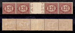 Regno - Servizi - 1875 - 20 Cent (3) - Striscia Di Quattro Con Interspazio Al Centro - Gomma Integra (750+) - Sonstige & Ohne Zuordnung