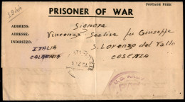 Regno - Posta Militare - Prigionieri Di Guerra - Busta Lettera Da P/W Da Oran (Algeria) Per Cosenza Del 1944 - Altri & Non Classificati
