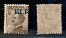 Regno - B.L.P - 1921 - 40 Cent (4 Fb) - Soprastampa Obliqua (in Alto A Destra) - Gomma Originale - Piega Diagonale - Altri & Non Classificati