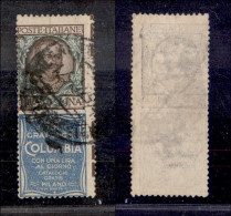 Regno - Francobolli Pubblicitari - 1924 - 1 Lira Columbia (19 - Varietà C/da) Usato - Dentellatura Spostata (nei Due Sen - Otros & Sin Clasificación