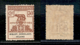 Regno - Enti Parastatali - 1924 - 30 Cent Bibliot. Circolanti (15) - Gomma Originale (180) - Otros & Sin Clasificación