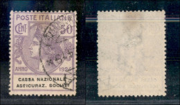 Regno - Enti Parastatali - 1924 - 50 Cent Assicuraz. Sociali (28) - Macchia D'umido In Alto Al Centro - Usato - Otros & Sin Clasificación