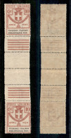 Regno - Enti Parastatali - 1924 - 10 Cent Biblioteche Pop. (34b + 34) - Coppia Verticale Con Interspazio Al Centro - Sen - Andere & Zonder Classificatie