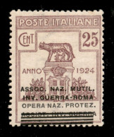 Regno - Enti Parastatali - 1924 - 25 Cent Assoc. Naz. Mutil. (72ab) Con Soprastampa In Basso - Gomma Originale Con Invis - Otros & Sin Clasificación