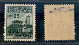 Emissioni Locali - Castiglione D'Intelvi - 1945 - 1 Lira Su 25 Cent (7) - Gomma Integra - Timbrino Scotto - Andere & Zonder Classificatie