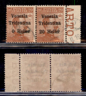 Occupazioni I Guerra Mondiale - Trentino-Alto Adige - 1918 - 20 Heller Su 20 Cent (30c + 30) - Coppia Usata Bordo Foglio - Otros & Sin Clasificación