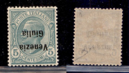 Occupazioni I Guerra Mondiale - Venezia Giulia - 1918 - 5 Cent (21a) - Soprastampa Capovolta - Gomma Originale - Ottimam - Other & Unclassified