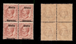 Occupazioni I Guerra Mondiale - Venezia Giulia - 1918 - Giulia Venezia - 10 Cent (22d) In Quartina Con Venezia A Cavallo - Sonstige & Ohne Zuordnung