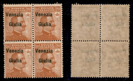 Occupazioni I Guerra Mondiale - Venezia Giulia - 1918 - 20 Cent Michetti (23 - Varietà Ea + Eafb) - Quartina Con Soprast - Sonstige & Ohne Zuordnung