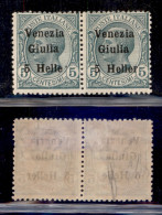 Occupazioni I Guerra Mondiale - Venezia Giulia - 1919 - 5 Heller Su 5 Cent (30cb + 30) - Coppia Orizzontale Senza R A Si - Otros & Sin Clasificación