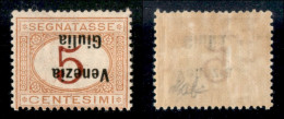 Occupazioni I Guerra Mondiale - Venezia Giulia - 1918 - 5 Cent Segnatasse (1a) - Soprastampa Capovolta - Gomma Originale - Sonstige & Ohne Zuordnung