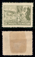 Occupazioni I Guerra Mondiale - Fiume - 1919 - 10 Corone Posta Fiume (58/Iaaa) Dentellato 12 3/4 - Gomma Originale - For - Autres & Non Classés