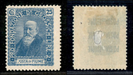 Occupazioni I Guerra Mondiale - Fiume - 1919 - 25 Cent Grossich (74c - Celeste Latteo) - Gomma Originale - Assotigliato  - Altri & Non Classificati