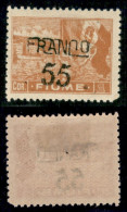 Occupazioni I Guerra Mondiale - Fiume - 1919 - Franco 55 Su 1 Corona (C83eaa) Con Soprastampa Obliqua - Gomma Originale  - Otros & Sin Clasificación