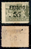 Occupazioni I Guerra Mondiale - Fiume - 1919 - Franco 55 Su 10 Corone (D87ga - Varietà) Con Soprastampa Obliqua - Gomma  - Other & Unclassified