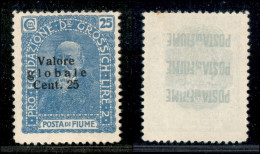 Occupazioni I Guerra Mondiale - Fiume - 1920 - 25 Cent Valore Globale (103b-celeste Latteo) - Nuovo Senza Gomma - Other & Unclassified