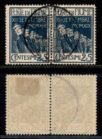 Occupazioni I Guerra Mondiale - Fiume - 1920 - 25 Cent Legionari (130) - Coppia Usata - Posta Militare Fiume D'Italia - Autres & Non Classés