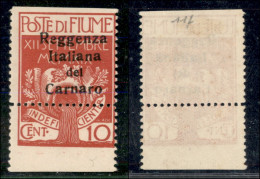 Occupazioni I Guerra Mondiale - Fiume - 1920 - 10 Cent (134 - Varietà) - Dentellatura Orizzontale Spostata In Alto - Sen - Sonstige & Ohne Zuordnung