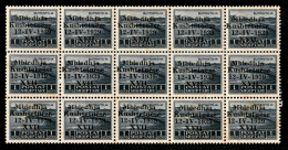 Occupazioni II Guerra Mondiale - Albania - 1939 - 1 Qind (1) - Blocco Di 15 Con Soprastampa Inclinata (e Spostata A Sini - Other & Unclassified