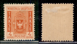 Occupazioni II Guerra Mondiale - Albania - 1940 - 4 Qind Segnatasse (1) - Gomma Originale (100) - Sonstige & Ohne Zuordnung