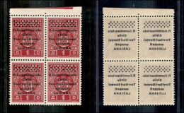 Occupazioni II Guerra Mondiale - Lubiana - 1941 - 1 Din Segnatasse (7 P) - Quartina Con Decalco - Gomma Integra (210) - Other & Unclassified