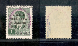 Occupazioni II Guerra Mondiale - Zona Fiumano Kupa - 1942 - 1 Din (37f-varietà) - ZOFK In Alto + ONMI A Destra - Gomma I - Other & Unclassified