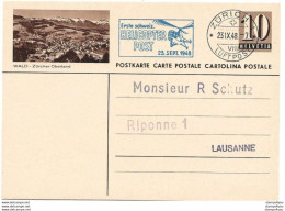 5 - 15 - Entier Postal Avec Illustration "Wald" Oblit Spéciale "1. Helicopter Post 1948 Zürich" - Entiers Postaux