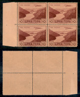 Occupazioni II Guerra Mondiale - Montenegro - 1943 - 10 Lire (30-Aerea) In Quartina - Gomma Integra (200+) - Autres & Non Classés
