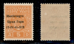 Occupazioni II Guerra Mondiale - Montenegro - 1941 - 5 Din (4ga) Con Errore X1X - Soprastampa A Sinistra - Gomma Integra - Otros & Sin Clasificación