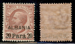 Uffici Postali All'Estero - Levante - Albania - 1907 - 20 Para Su 10 Cent Leoni (8) - Gomma Integra (125) - Andere & Zonder Classificatie